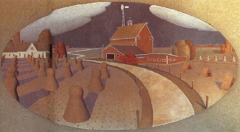 Grant Wood Farm View oil painting picture